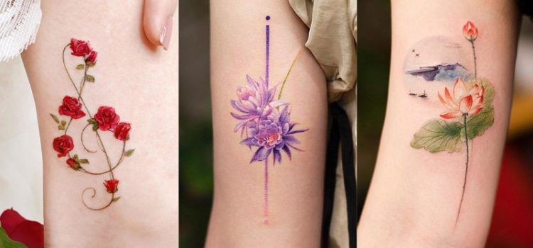 Blumen tattoo – Lotusblumen, Lilienblüten und Blumenstrauß